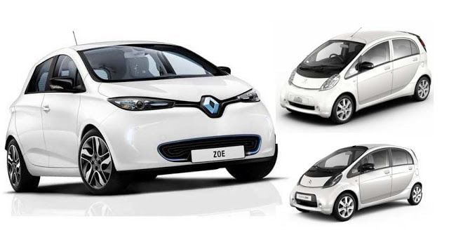 Renault ZOE contra Citroën C-Zero y Peugeot iOn