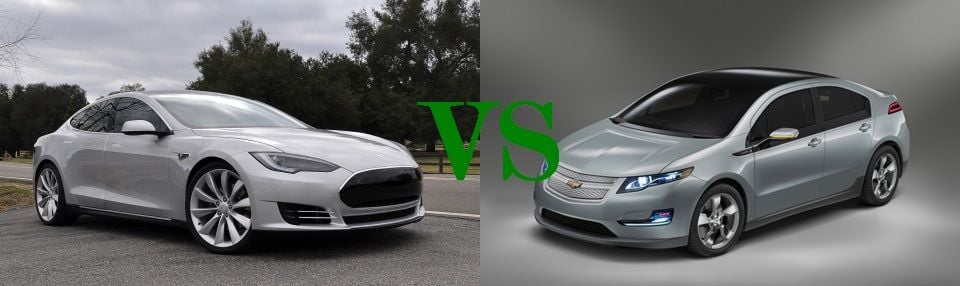 Drag Race: Tesla Model S vs Chevrolet Volt