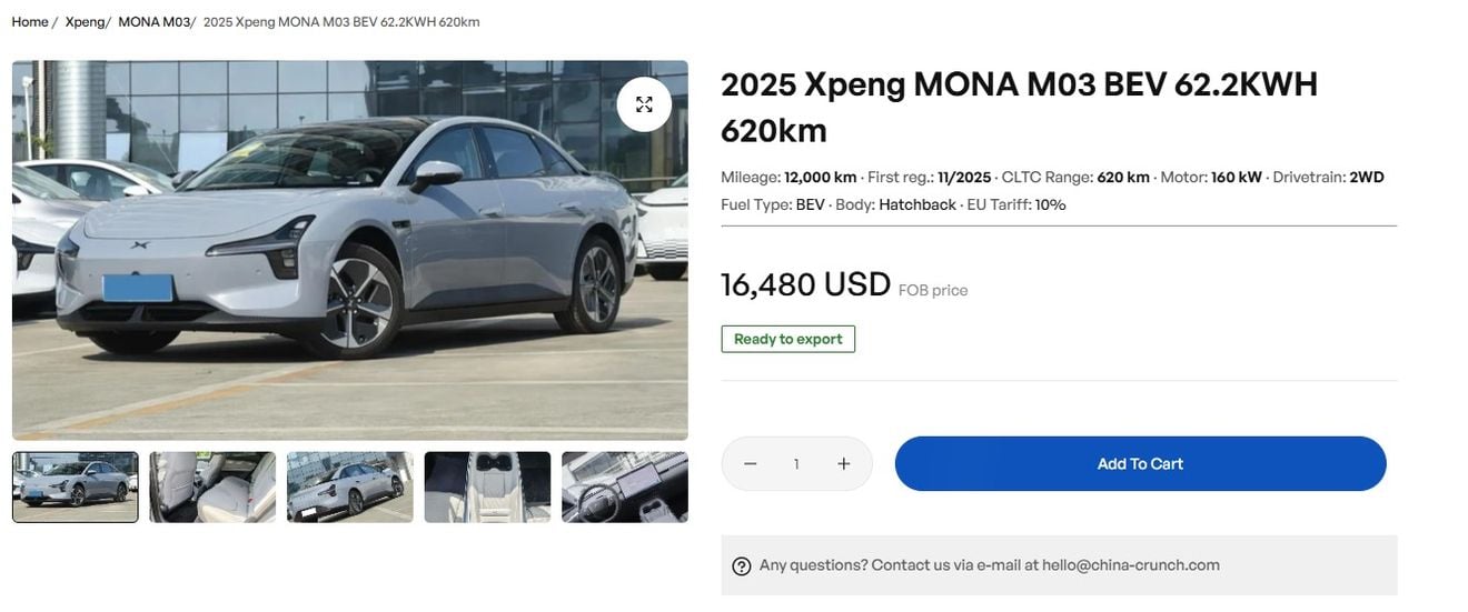 Los coches eléctricos usados de China ganan compradores en Europa: hasta un 40% más baratos