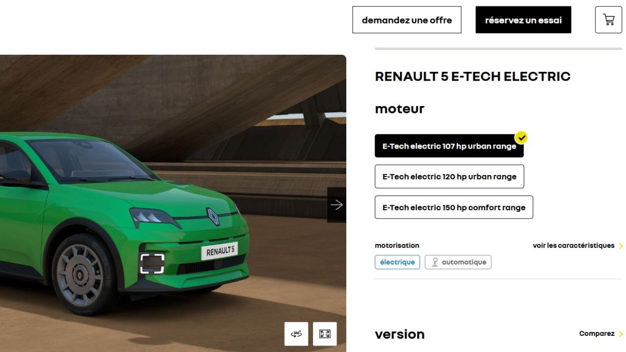 El Renault 5 más barato ahora tiene carga rápida de serie, un motor más potente y una batería LFP