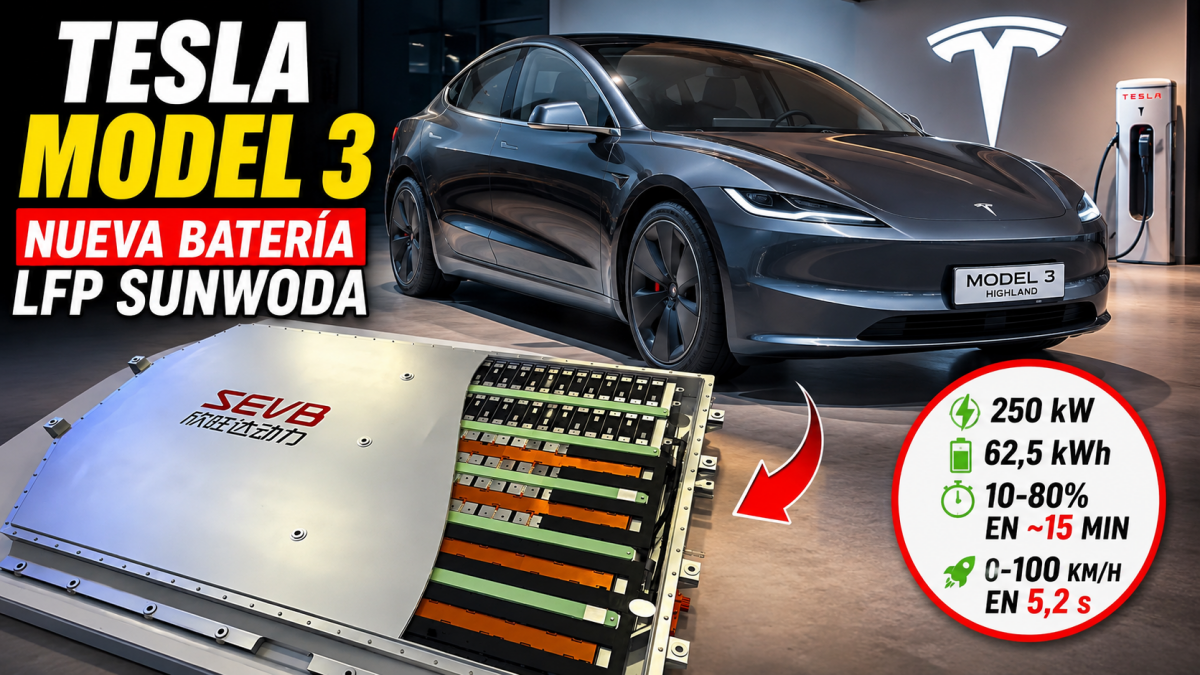 El Tesla Model 3 estrena una batería LFP con más capacidad y carga a 250 kW