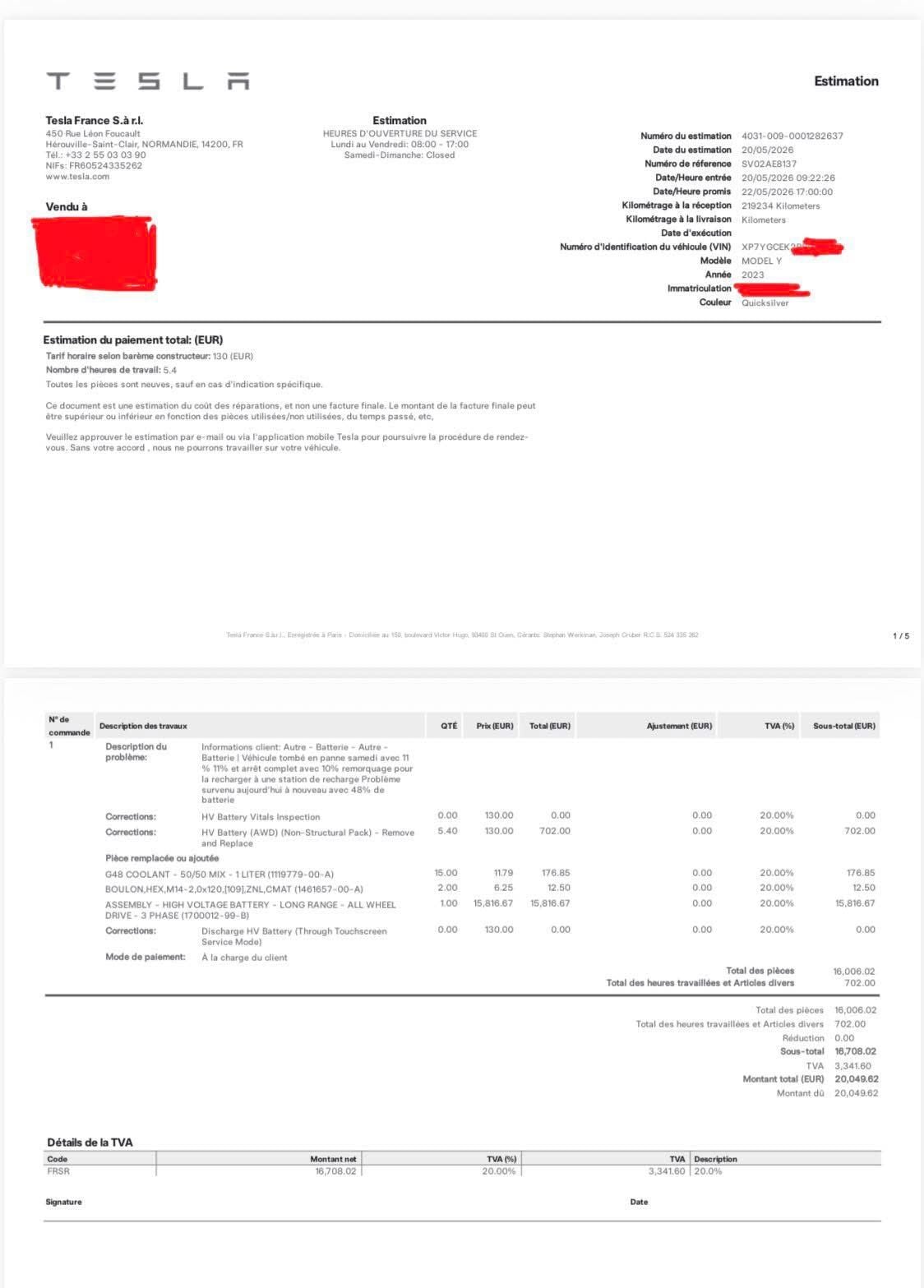 ¿Cuánto cuesta cambiar la batería de un Tesla Model Y? Este taxista acaba de comprobarlo