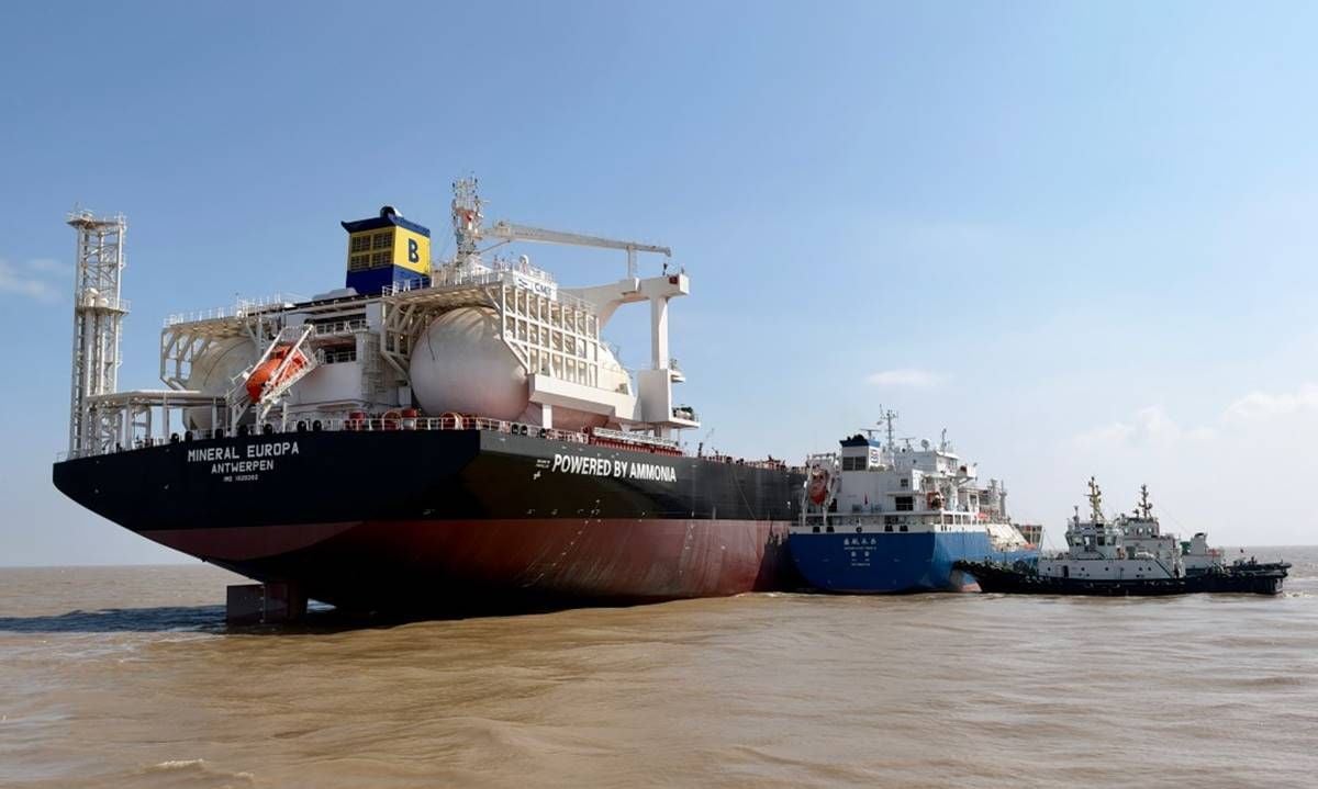 China hace historia: un gigantesco barco de 210.000 toneladas inicia sus viajes usando amoníaco renovable