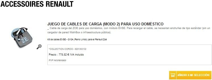 cable recarga 230v renault zoe