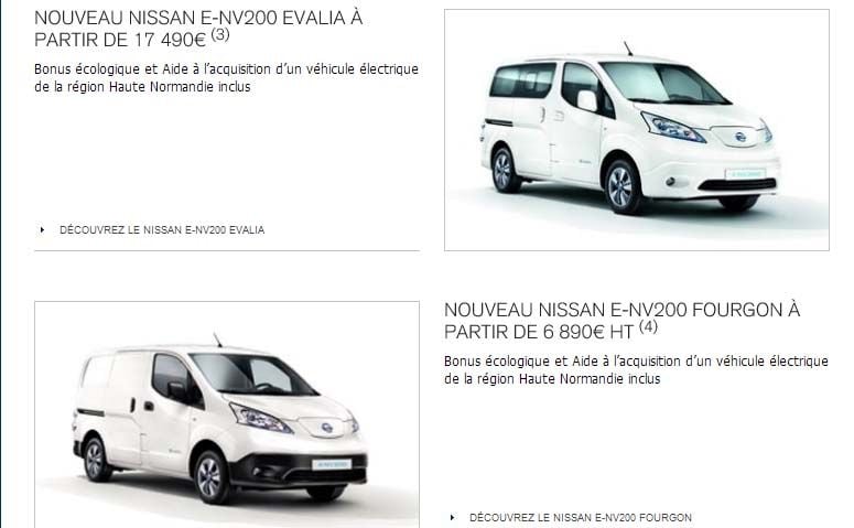 Ayudas en Francia. El Nissan LEAF, desde 11.590 euros, la e-NV200, desde 6.890 euros