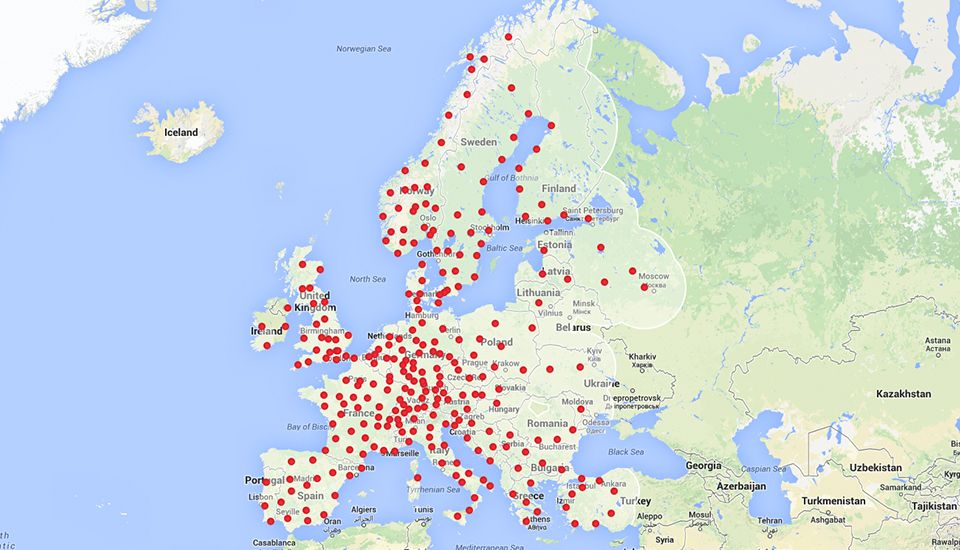 Nueva actualización del mapa de supercargadores de Tesla en Europa