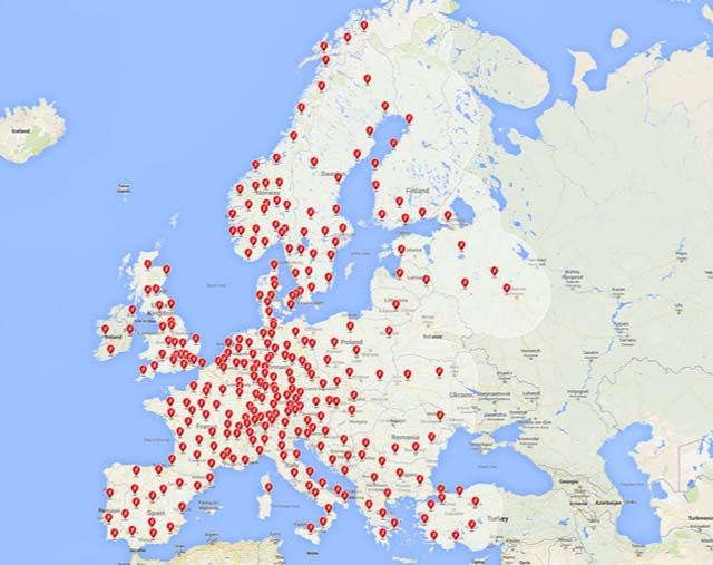 Mapa de los Supercargadores para 2016