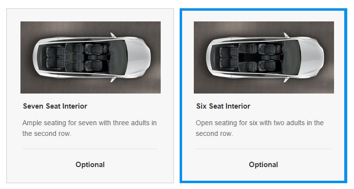 Se añade la opción del Tesla Model X con 6 asientos