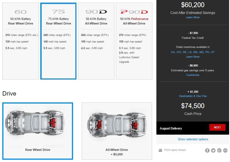 Tesla vuelve a cambiar la oferta del Model S. Nueva versión de 75 kWh