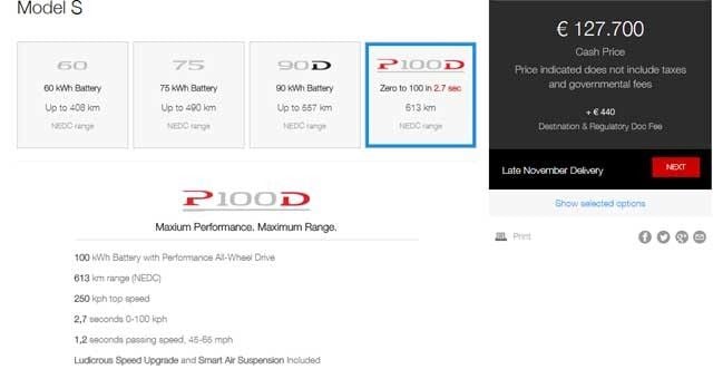 Model s p100d precios