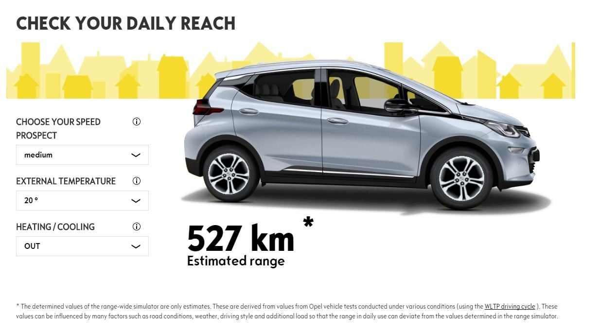 Una calculadora online para saber la autonomía del Opel Ampera-e bajo diferentes temperaturas