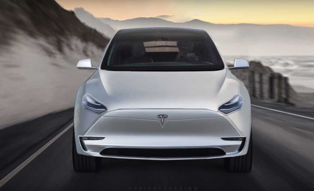 Render del Tesla Model Y a partir de la primera imagen publicada