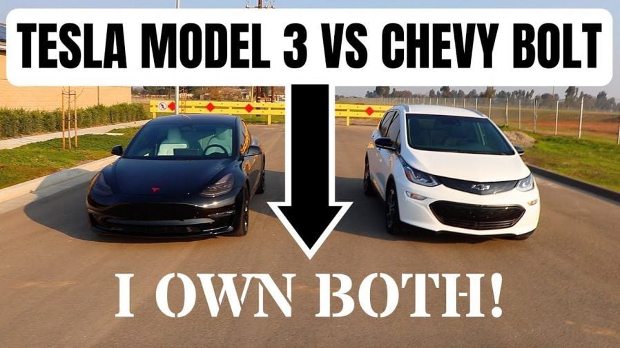 El dueño de un Chevrolet Bolt y un Tesla Model 3 los compara (Vídeo)