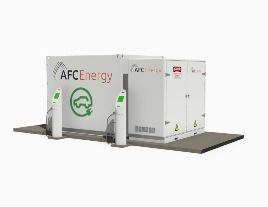 AFC Energy lanza su sistema de carga de coches eléctricos con una pila de combustible de hidrógeno de respaldo