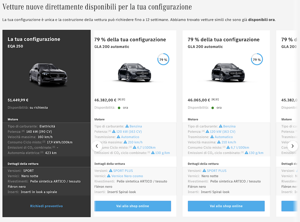 Mercedes-Benz recomienda un gasolina a quien configura el nuevo coche eléctrico EQA