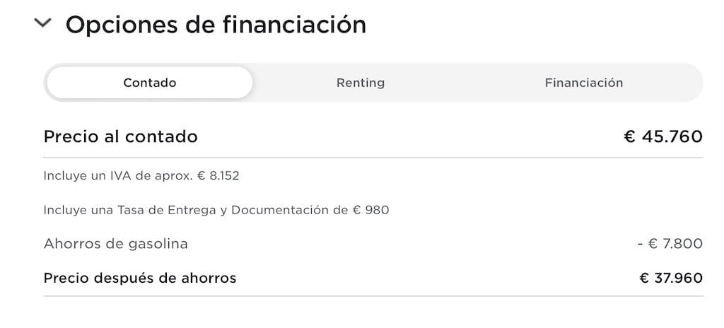 Opciones de financiación Tesla Model 3 