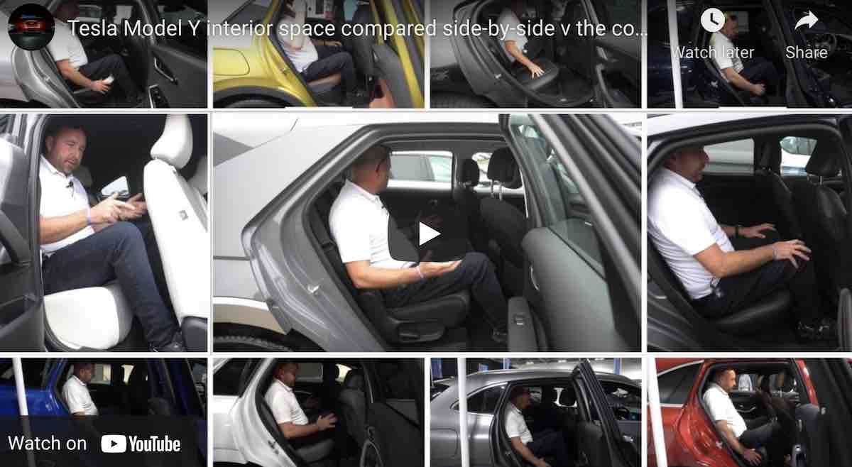 Este es el espacio interior disponible del Tesla Model Y, VW ID.4, Ford Mustang Mach-E y resto de SUV eléctricos (vídeo)