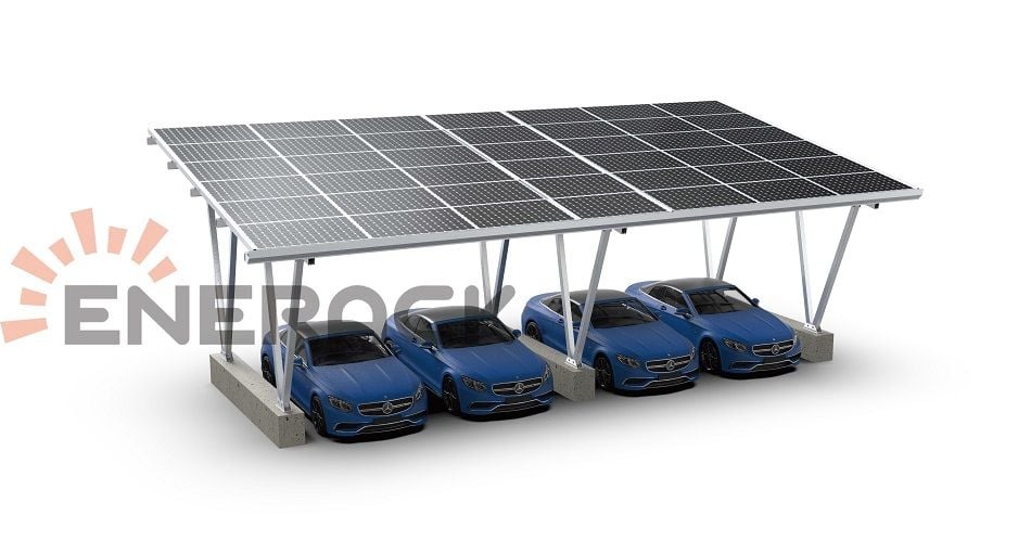 Esta pérgola es una opción asequible para proteger tu coche eléctrico e instalar energía solar