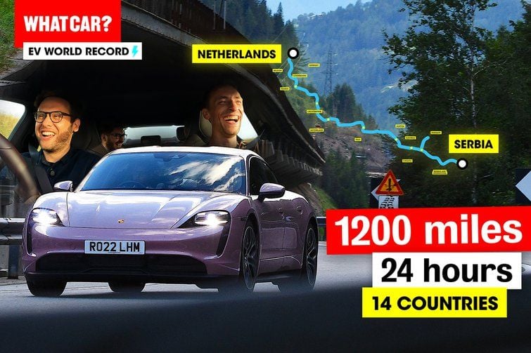 Logran recorrer casi 2.000 kilómetros y atravesar 14 países en 24 horas en un Porsche Taycan