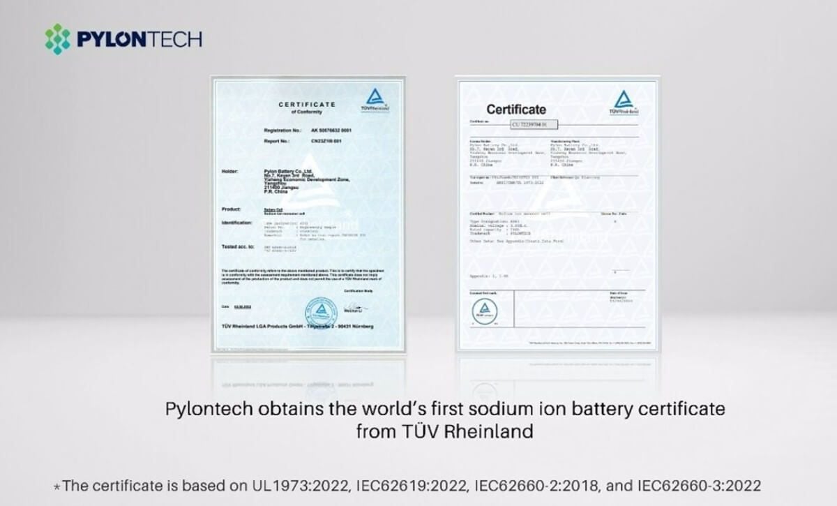 Pylontech obtiene la primera certificación internacional para baterías de sodio destinadas a sistemas de almacenamiento energético