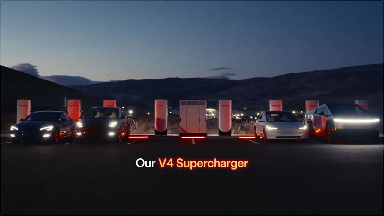 Tesla presenta los nuevos Supercargadores V4 de hasta 1,2 MW