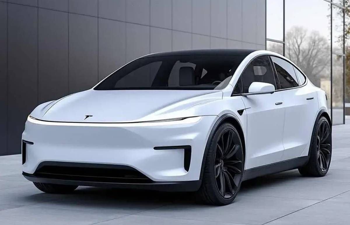 Nuevo render del Tesla Model Y Juniper, que llegará en el primer trimestre de 2025, como base del modelo económico