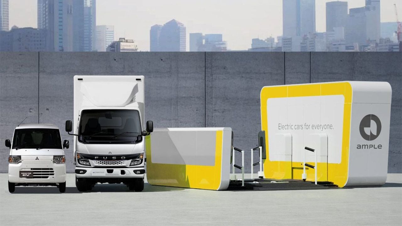 Mitsubishi también se alía al intercambio de baterías, pero incluye también los camiones eléctricos de reparto